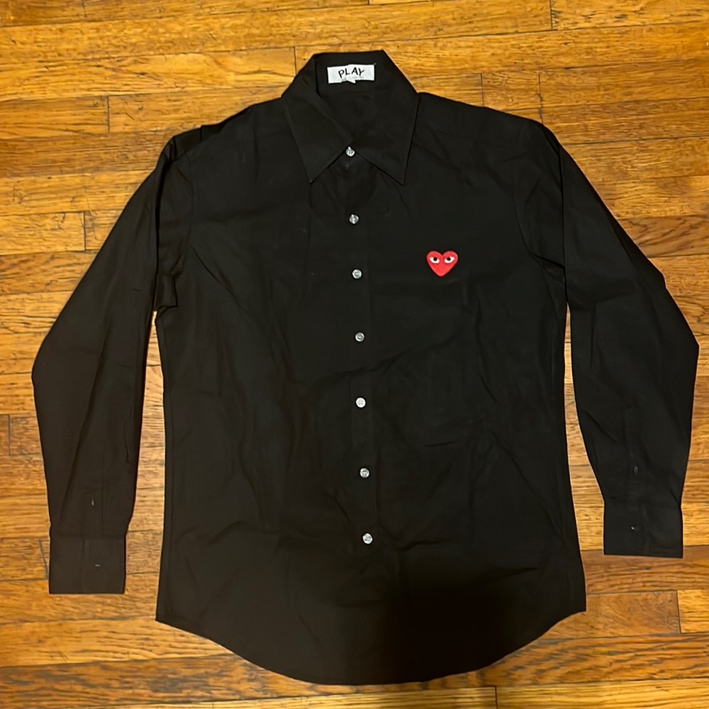 Comme Des Garcons Play Black Button Down Shirt XL Mens